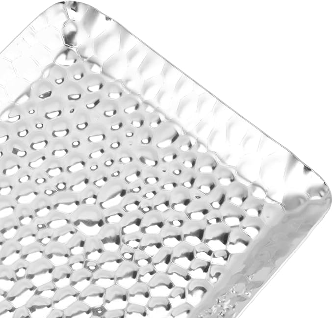 Vegetable Tray Fruit Tray, Multi Purpose Dishwasher Dessert Tray Plate for Home Restaurant 25x11cm Towel Hammered Trays Stainless Steel Towel Hammered Trays (Silver)