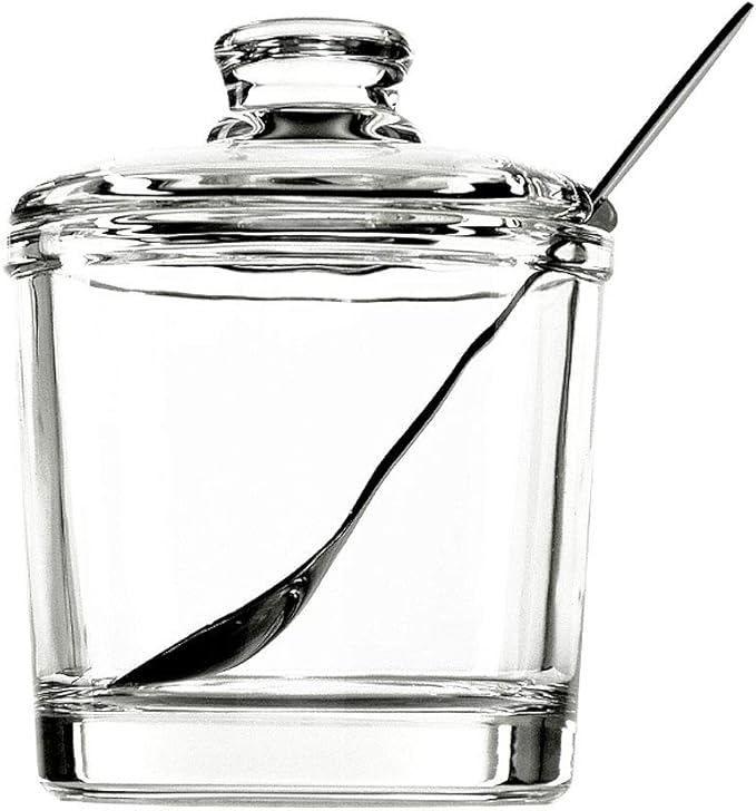 Vencer Sugar Bowl Clear Glass With Lid and Stainless Steel Sugar Serving Spoon, 6.3 Ounces (180 ML),Sugar Canister, Sugar Dispenser, VFO-027