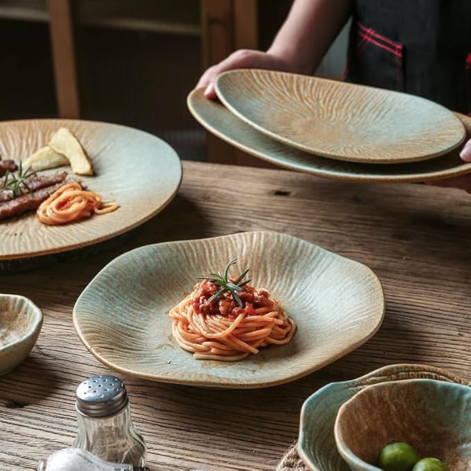 Round Ceramic Plate For Steak And Western Food Tableware For Home And Hotel(4.5inchbowl)