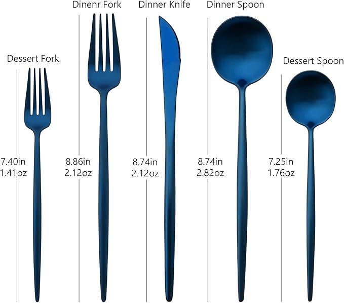 18/10 Stainless Steel Matte Flatware Set (1, Blue)