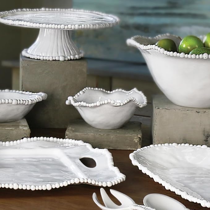 Beatriz Ball Alegria Small Sauce Bowl in White – Elegant Melamine Bowl with Pearl Beaded Rim, Ideal for Sauces, Dips, Nuts & Candy – Durable, Dishwasher Safe, BPA-Free Serving Bowl