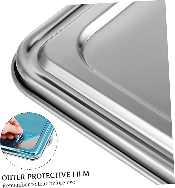 VALICLUD 1Set Stainless Steel Divided Plate Compartment Food Serving Tray for Home Restaurant Material Design for Lunch Snacks