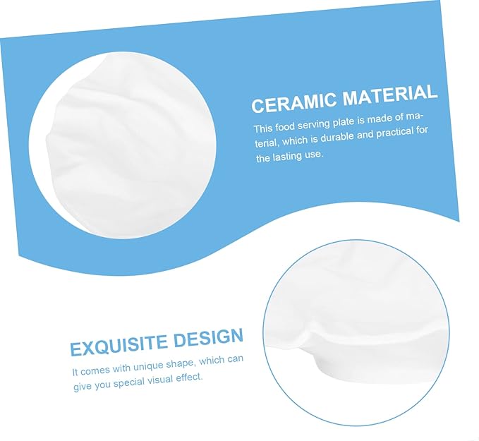 Alipis Ceramic Plate White Dinnerware Salad Plates Snack Serving Trays for Wedding Banquet Hotel Multi-function Dessert