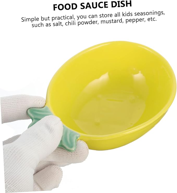 Cabilock 2pcs Pineapple Shape Ceramic Dish Creative Appetizer Dessert Plates for Sauces Condiments and Seasonings Stylish Home Tableware Yellow Pink Random