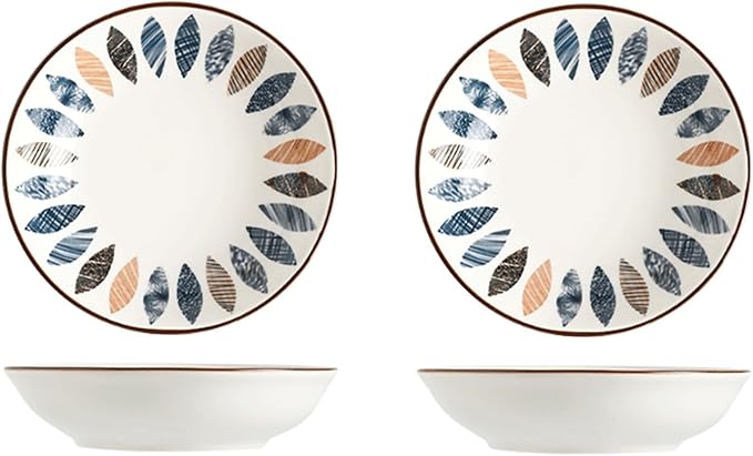 Appetizer Bowls Round Plates Home Ceramic Dessert Plates Set 2 or 4, Dipping Dishes Apply to Sushi Sauce Snack Appetizer and Kitchen Prep. Salad Bowls (Color : 1)