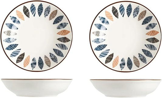 Salad Bowls Round Plates Home Ceramic Dessert Plates Set 2 or 4, Dipping Dishes Apply to Sushi Sauce Snack Appetizer and Kitchen Prep. Soy Sauce Dish Salad Bowls (Color : 1)