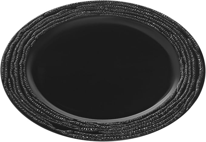 100 Pack Chargers for Finner Plates, 13 Inch Plastic Round Bright Charger Plates Bulk, Wedding Decoration for Table Setting Wedding Party Event Tabletop (Black)