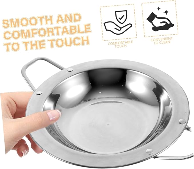 Cabilock 2Pcs Stainless Steel Round Plates with Handles Snack Serving Trays Kitchen Dish for Entertaining Easy to Clean Smooth Edges for Safety