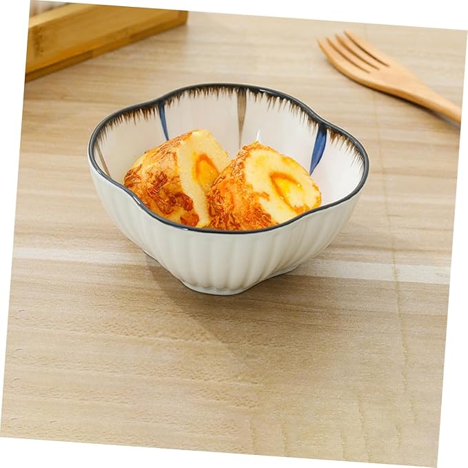 1Set Japanese Style Snack Plate with Wooden Tray Ceramic Small Plates for Side Dishes Desserts Appetizers and Condiments Food-safe Material for Home and Restaurant Use