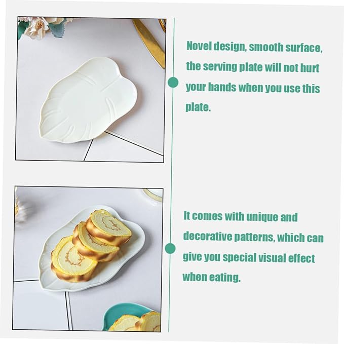 Mobestech Ceramic Leaf Shaped Appetizer Plates Elegant Dessert Serving Dish Versatile Storage for Fruits Snacks for Home Dining Entertaining