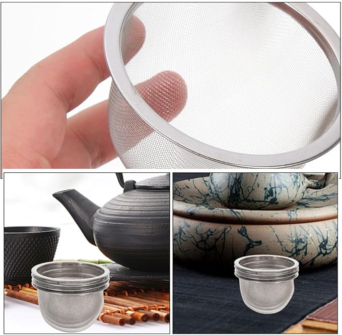 IMIKEYA 4pcs Stainless Steel Tea Filter Metal Teapot Replacement Mesh Strainer Insert Tea Infuser Cup For Coffee Tea Maker Coffee Brewers 8.5cm