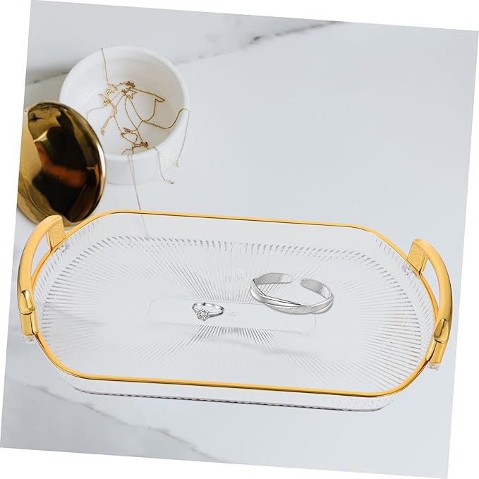 Beaupretty Reusable Rectangle Serving Tray with Handles Multi-Purpose Food Plate for Snacks Fruit Desserts and Makeup Organization Elegant Design Compact for Home Events