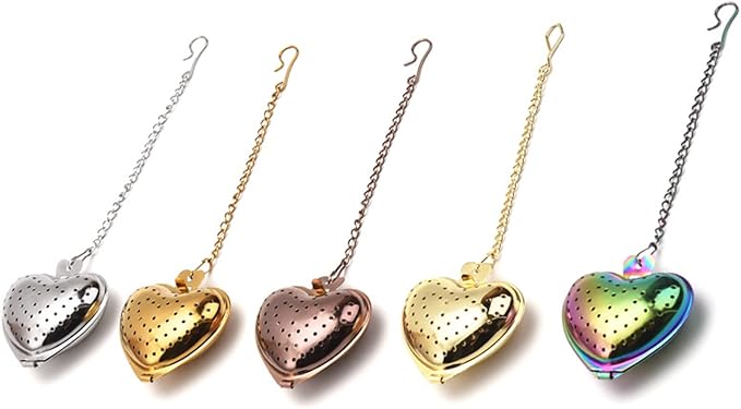 Heart Shape Stainless Steel Tea Infuser Filter with Chain Strainer