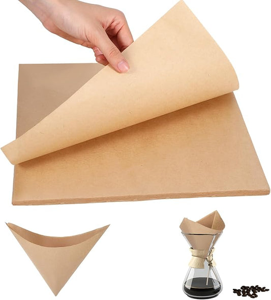 100Packs Pre-folded Pour Over Coffee Filter, Percolator Coffee Filters Paper Coffee Filter 5-12 Cup for Chemex Coffee Maker, Disposable Unbleached Coffee Filters for Pour Over Coffee Maker Drippers
