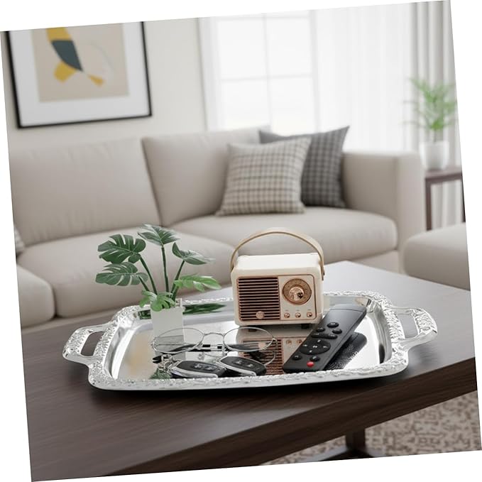 VALICLUD 1Pc Chic Metal Serving Tray Vintage Style Bread Container for Dining Room Kitchen Home Multi Purpose Tableware for Serving and Storage
