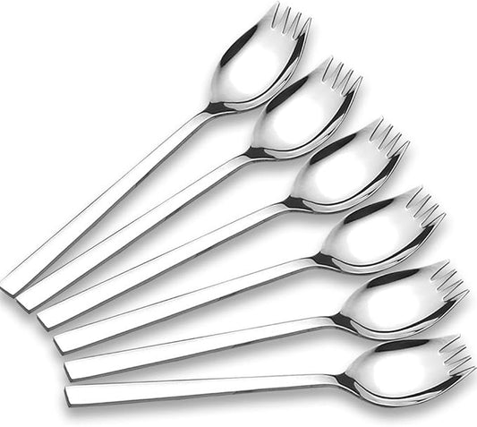6-pack Stainless Steel Sporks for Everyday Use, Back to school lunch supplies Camping Hiking Heavy Duty Flatware set,7.6-inch (M)