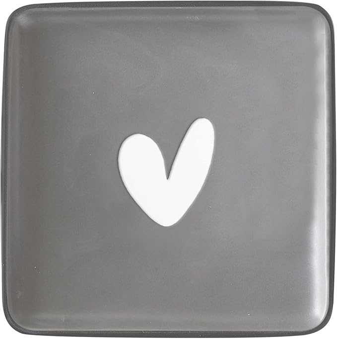Santa Barbara Design Studio Sippin' Pretty 4-Pack Ceramic Appetizer Plates, 4.5-Inch Square, Hearts