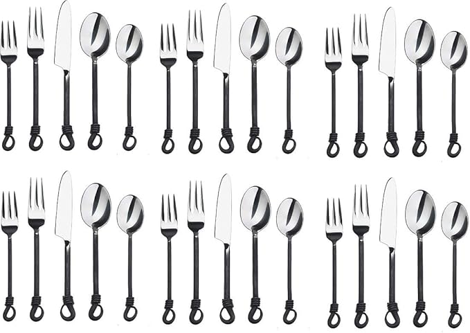 Twist and Shout Stainless Steel Flatware Set – Modern 6-Piece Silverware for Kitchen, Restaurants, Weddings & Parties Collection for Kitchen, Dining