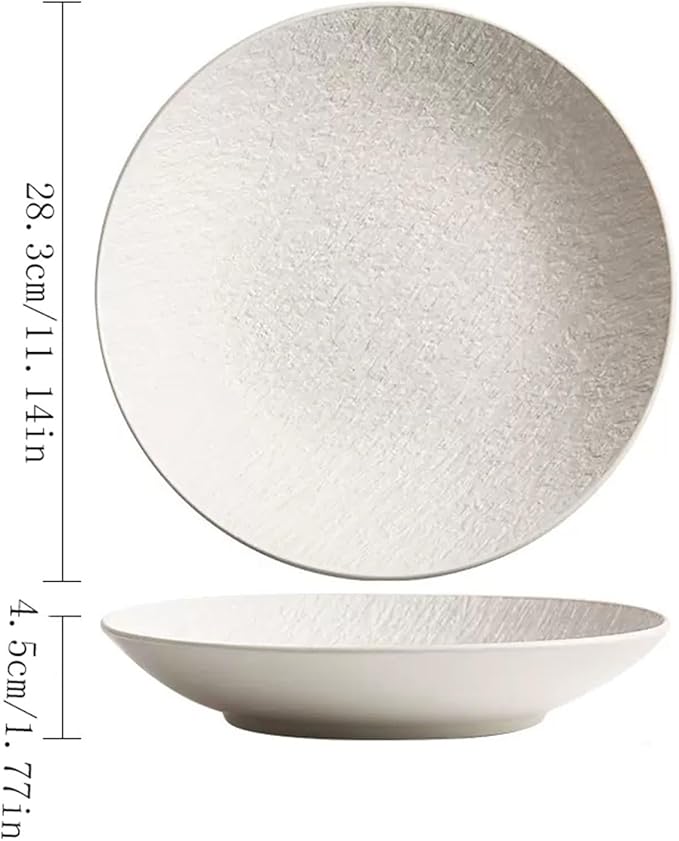 Party Supplies Fruit Tray Household Deep Plate Ceramic Salad Bowl Soup Plate White Rock Dish Household Kitchen Restaurant Plate Round Frosted Dining Plate Party Plates ( Color : B , Size : 11.14in )