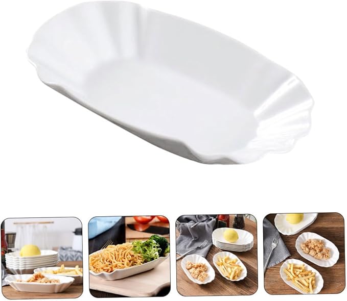 2pcs Ceramic Snack Plates French Fries Plate Appetizer Serving Trays for Snacks Decorative Seasoning Kitchen Sauce Dipping Dishes