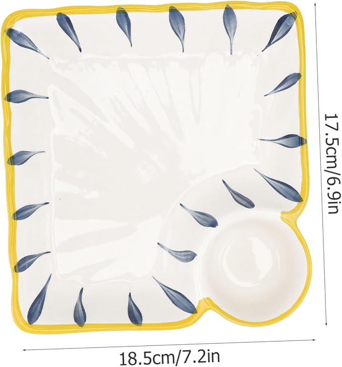LIFKOME Ceramic Plate Serving Dish Separate Dipping Saucer for Hot Pot and Snacks