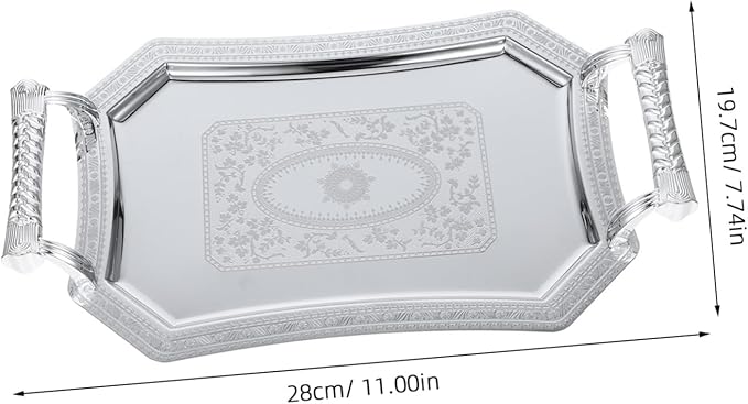 OUNONA Dinner Tray Serving Dish Table Tray Stainless Steel Versatile Home Party