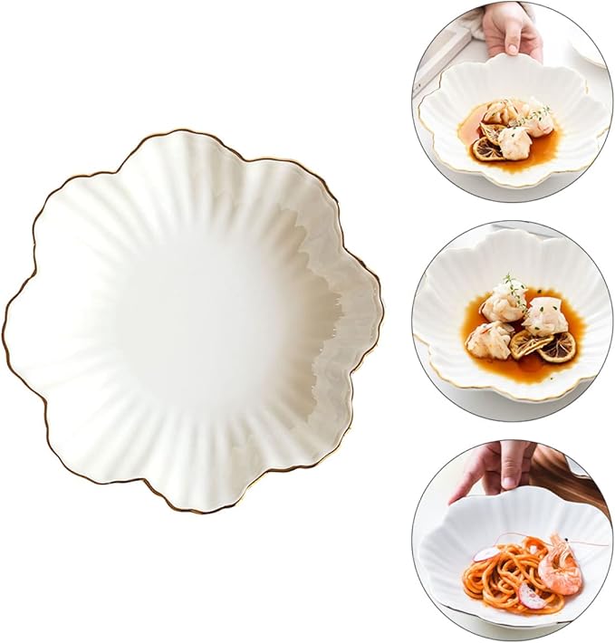 Homoyoyo Ceramic Food Serving Plate Set White Kitchen Storage Dish for Home Use for Appetizers and Dinner