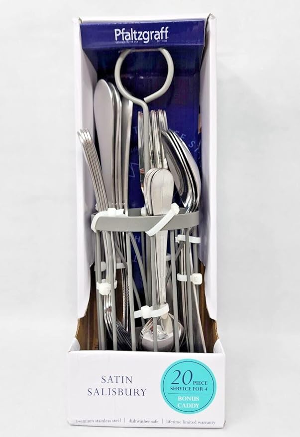 Salisbury Satin 20 Piece Flatware Set with Caddy, Service for 4