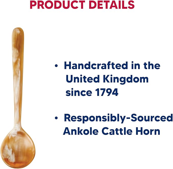 HIC Kitchen Salt Spice Tasting Spoon, Handcrafted in the United Kingdom, Responsibly Sourced Ankole Cow Horn, 3-Inch