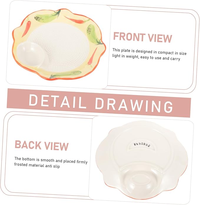 OUNONA Ceramic Divided Dumpling Plate with Sauce Dish Elegant Serving Tray for Snacks Fruits and Appetizers for Home Weddings and Gatherings
