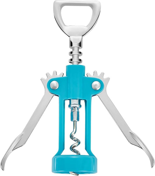 Wine Opener,Multifunctional Bottles Opener Zinc Alloy Corkscrew Wine Opener with Ergonomic Wing Handle (light blue）