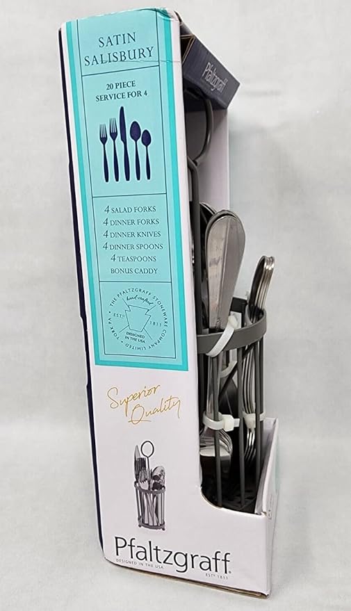Salisbury Satin 20 Piece Flatware Set with Caddy, Service for 4