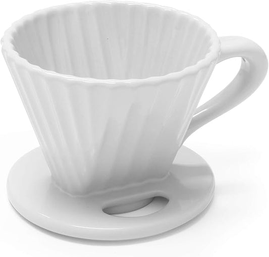 Chantal "Lotus" ceramic pour over coffee dripper, 8 ounces, White