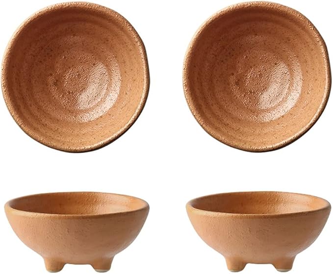 Sauce Dish 2Pack Sauce Dish Set Retro Ceramic Appetizer Plates Dipping Bowls Mini Condiment Porelain Sauce Dish Soy Sauce Dish Vinegar Snack Seasoning Salad (Orange)