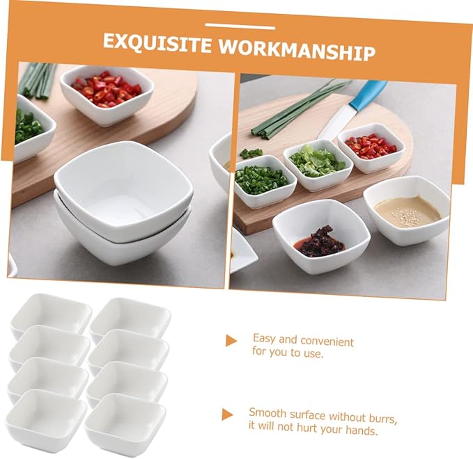 8pcs Heavy Duty Ceramic Appetizer Plates Sauce Dishes for Dipping Spice Bowl Kitchen Supplies