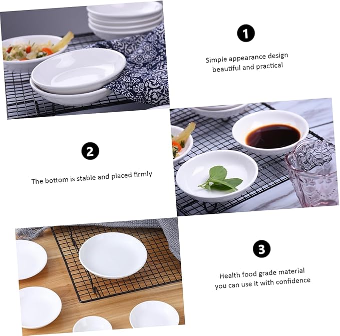 Cabilock 6pcs Ceramic Sauce Dishes Practical Seasoning Plates for Condiments Snacks and Dips for Home Kitchen Bbq and Picnics Appetizer Bowls