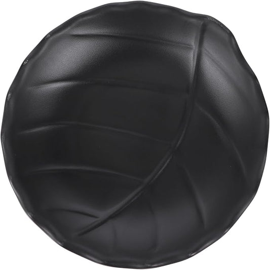 Zerodeko Unique Housewarming Leaf Texture Snack Plate Mini Black Appetizer Plate