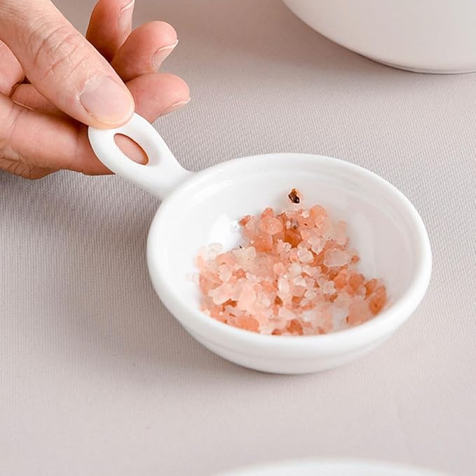 PRETYZOOM 4pcs Tray Handle Seasoning Sauce Plates Ceramics Dishes for Dipping Glazed for Easy Cleaning