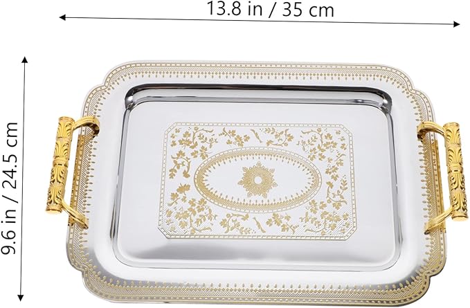 Retro Silver Tray European Style Fruit Serving Tray Double Handle Made for Use