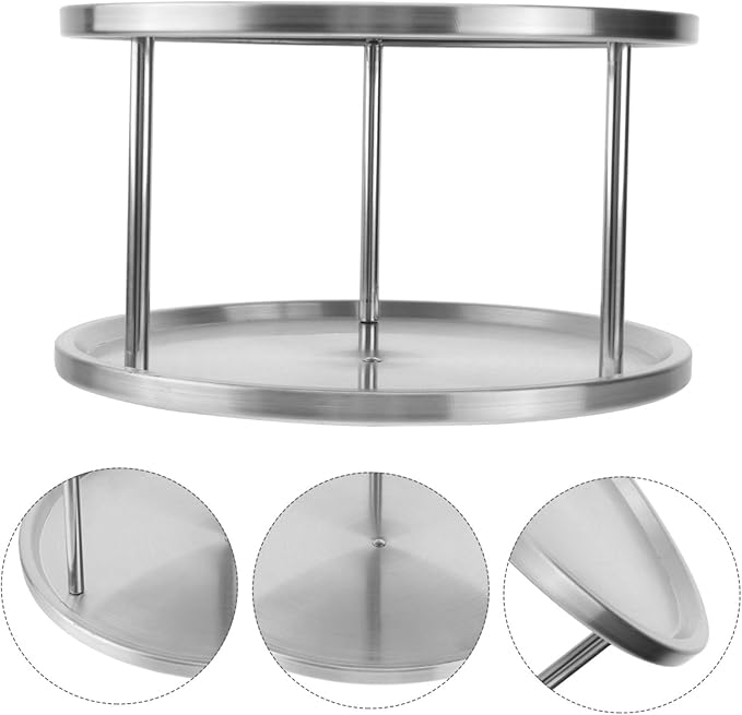 ABOOFAN Stainless Steel Seafood Platter Silver Crimped Round Smooth Food and Dessert Plates Elegant Serving Tray for Dinner Parties and Casual Gatherings
