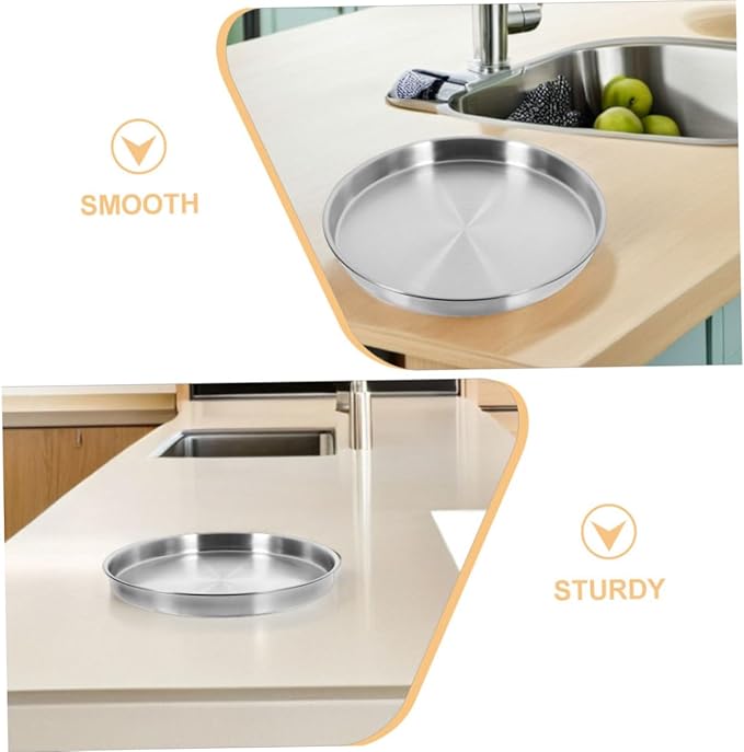 Round Stainless Steel Serving Plate Dinner Tray for Sushi Steak and Snacks Versatile Kitchenware for Home and Commercial Use Capacity Design