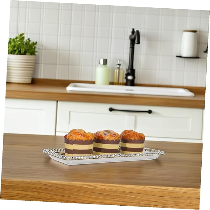 Cabilock Vintage Iron Serving Tray for Desserts Snacks and Drinks Multipurpose Decorative Platter for Home Parties and Coffee Table Decor