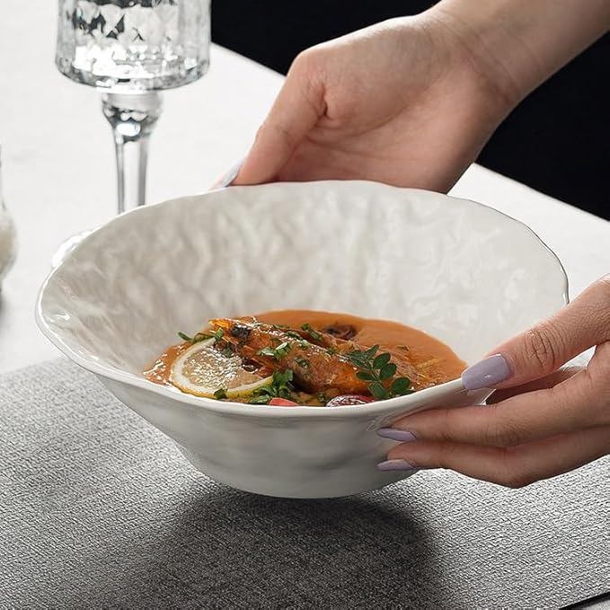 Dinner Plates Noodle Bowl Salad Creative Appetizer Restaurant Deep Plate Ceramic Breakfast Tableware Western Steak Home Kitchen Dining Kitchen Salad Bowl