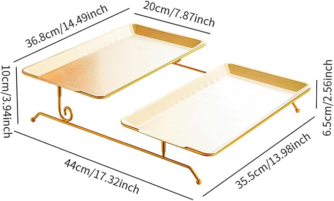 Wooden Serving Tray, Acacia Wood Fruit & Vegetable Display Platter for Countertop, Hotel, Party, Holiday- Gold