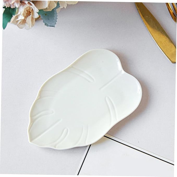 Leaf Shaped Ceramic Snack Plate Elegant Food Tray for Fruits Appetizers and Desserts Lightweight Kitchen Dish for Entertaining Parties and Daily Use