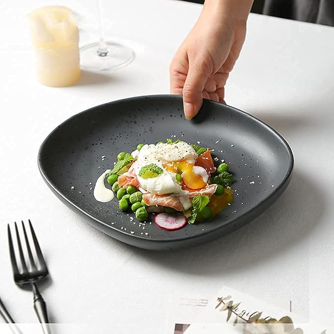 Nordic Ceramic Dinnerware Sets, Porcelain Plate and Bowl Sets, High-End Color Dishware Sets, Modern Reactive Glaze Stoneware Dishes Set Holiday,12Pcs (White 12Pcs)