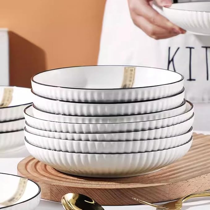 Pasta Bowls Appetizer Plates Nordic Style Simple Plate Dish Plate Home Solid Color Creative Personality Round Ceramic Dish Plate Fruit Salad Plate Dining Serving Plates for Parties