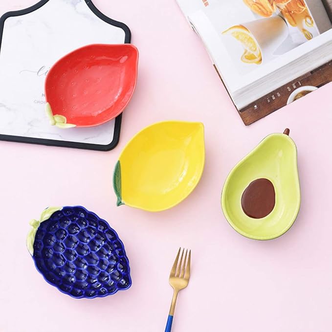 Ceramic Appetizer Plate Fruit Shape Plate Dessert Plate Salad Pasta Bowls Food Serving Tray for Fruit Cheese Dessert Snack-Red