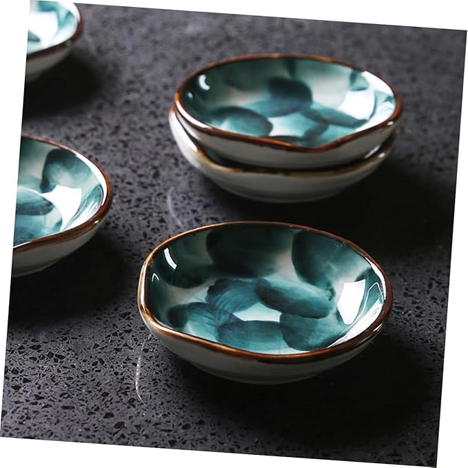 2pcs Handmade Ceramic Sauce Plates Retro Hand-painted Japanese Snack Dishes for Appetizers and Unique Tableware for Home and Restaurant Use