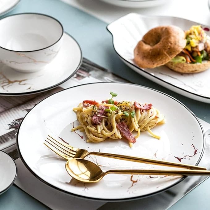Plate Set – Kitchen Tableware Set,Ceramics Bowl and Plate Set 52-Piece Glaze Dinnerware Set, Suitable for Hotel Dinners and Family Banquet